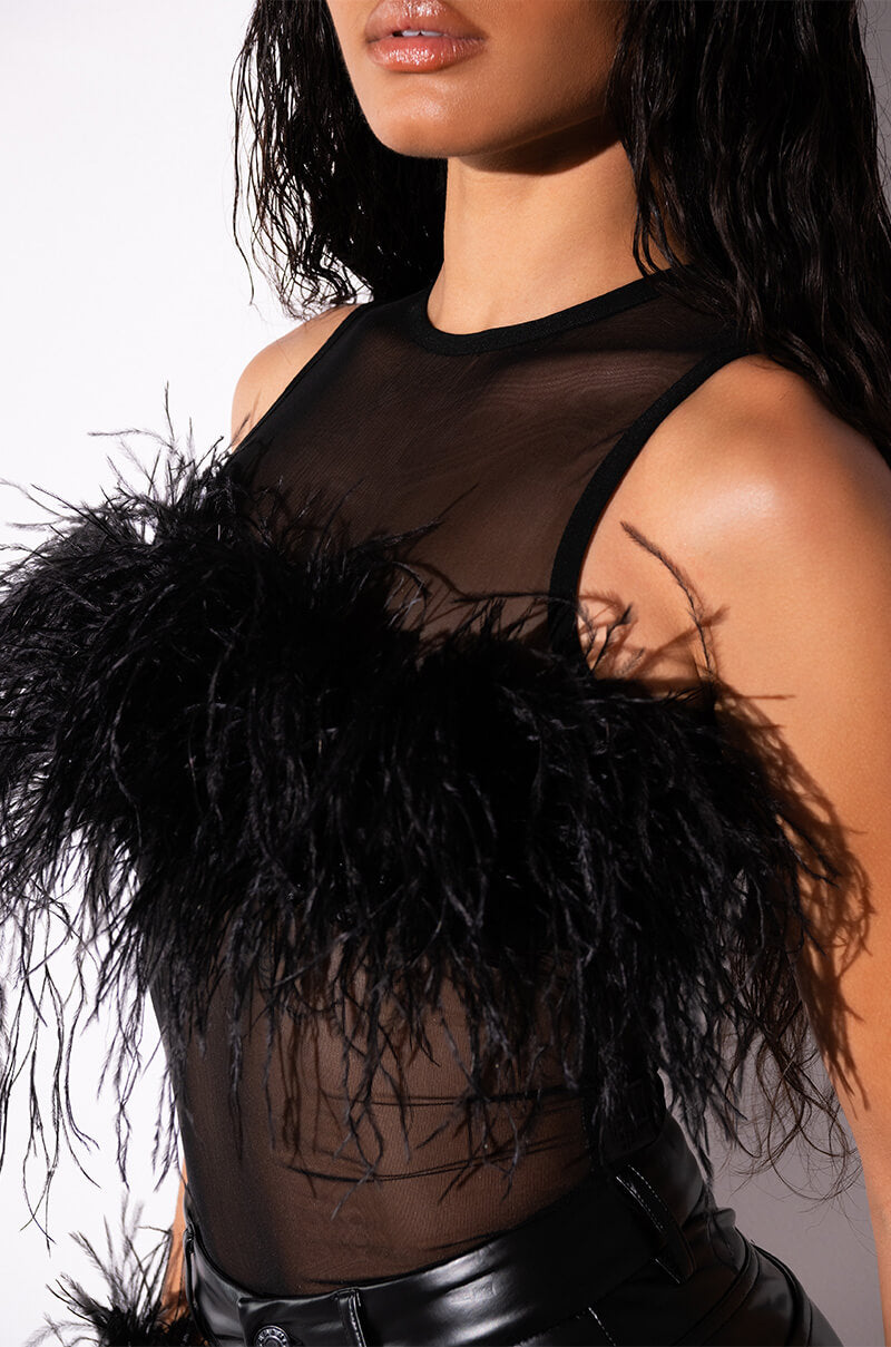 Extra View Happily Ever After Sleeveless Feather Top