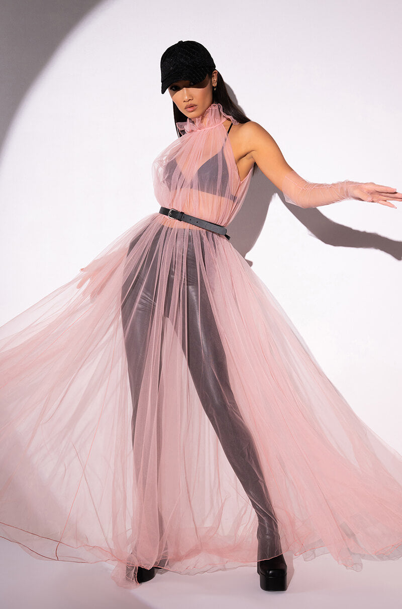 Back View Happily Ever After Tulle Maxi Dress With Gloves 2