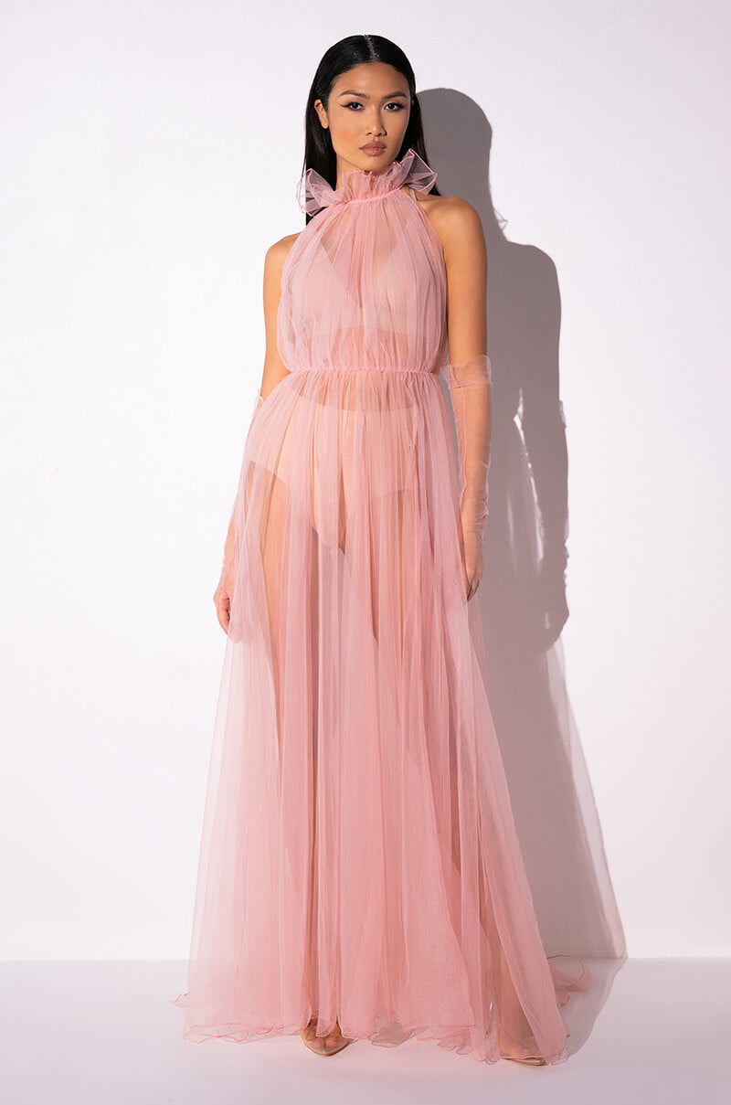Detail View Happily Ever After Tulle Maxi Dress With Gloves 3