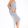 Front View Happy Home Tube Midi Dress in Heather Grey