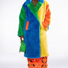 Front View Happy Hour Colorblock Rainbow Teddy Faux Fur Coat
