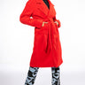 Front View Happy Hour Wool Like Trench Coat In Red