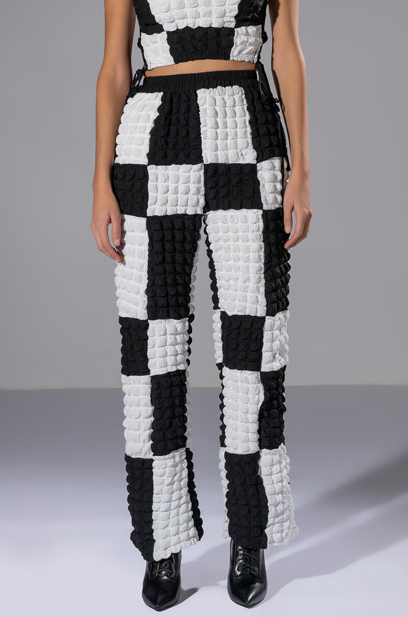 Front View Happy Soul Wide Leg Textured Pant