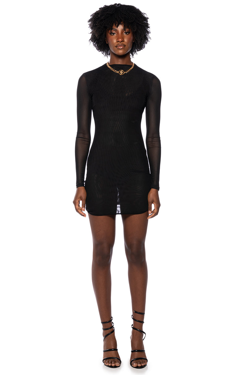 HARPER LONG SLEEVE MESH MINI DRESS AKIRA HARPER LONG SLEEVE MESH MINI DRESS AKIRA