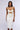 Front View Harriet Draped Pearl Bodycon Midi Dress In White