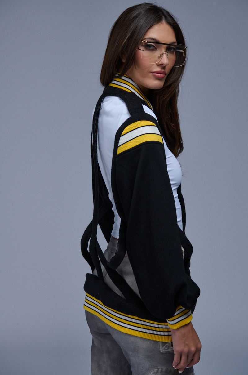 Detail View Hate The Player Cutout Bomber Jacket