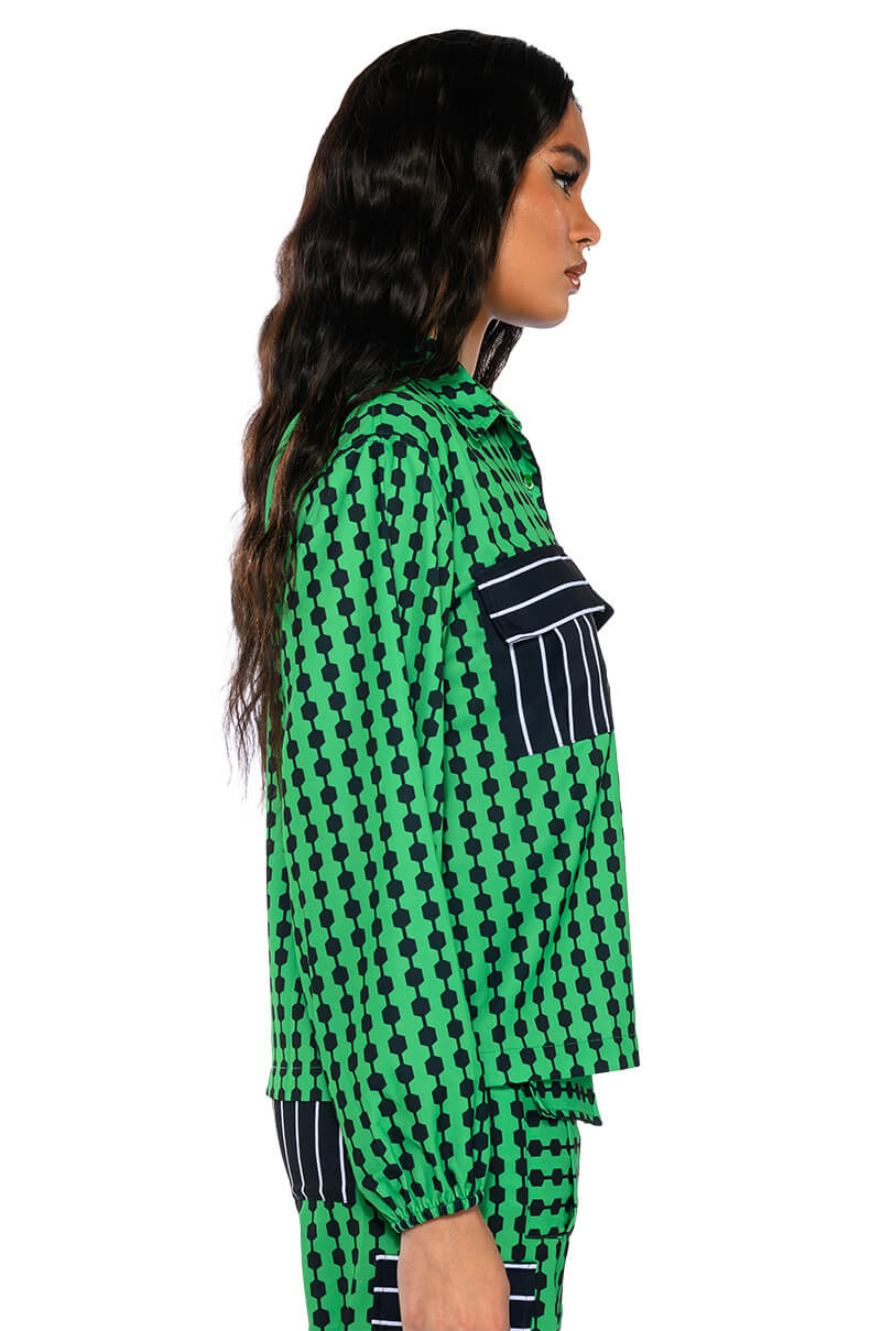 Full View Hattie Contrast Button Down Blouse