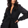 Front View Have It All Ruched Bomber Arm Blazer