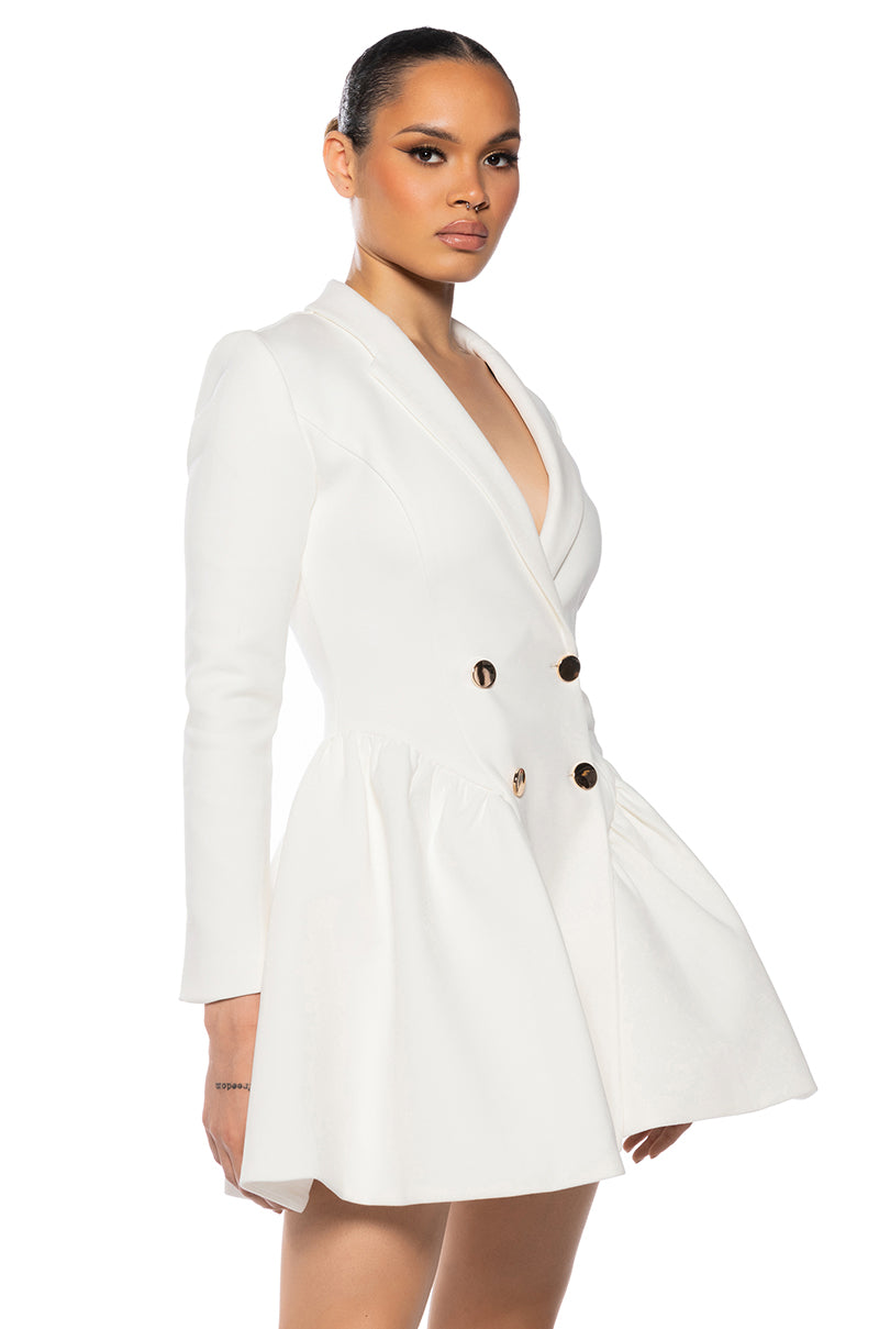 Side View Hbic Blazer Mini Dress In Ivory