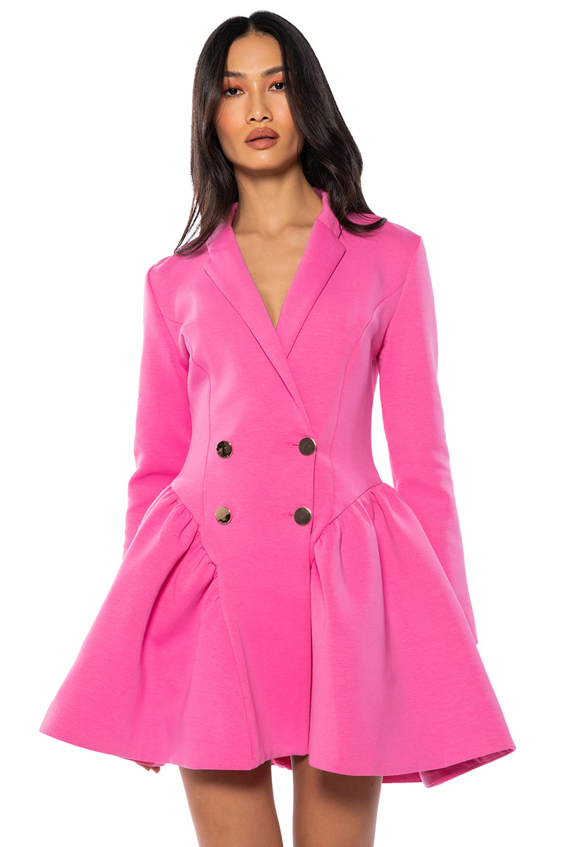 Front View Hbic Blazer Mini Dress In Pink 0