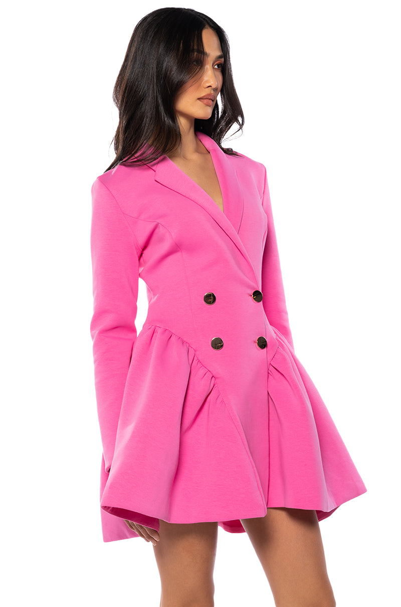 Side View Hbic Blazer Mini Dress In Pink 1