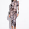 Front View Head In The Clouds Mesh Midi Dress