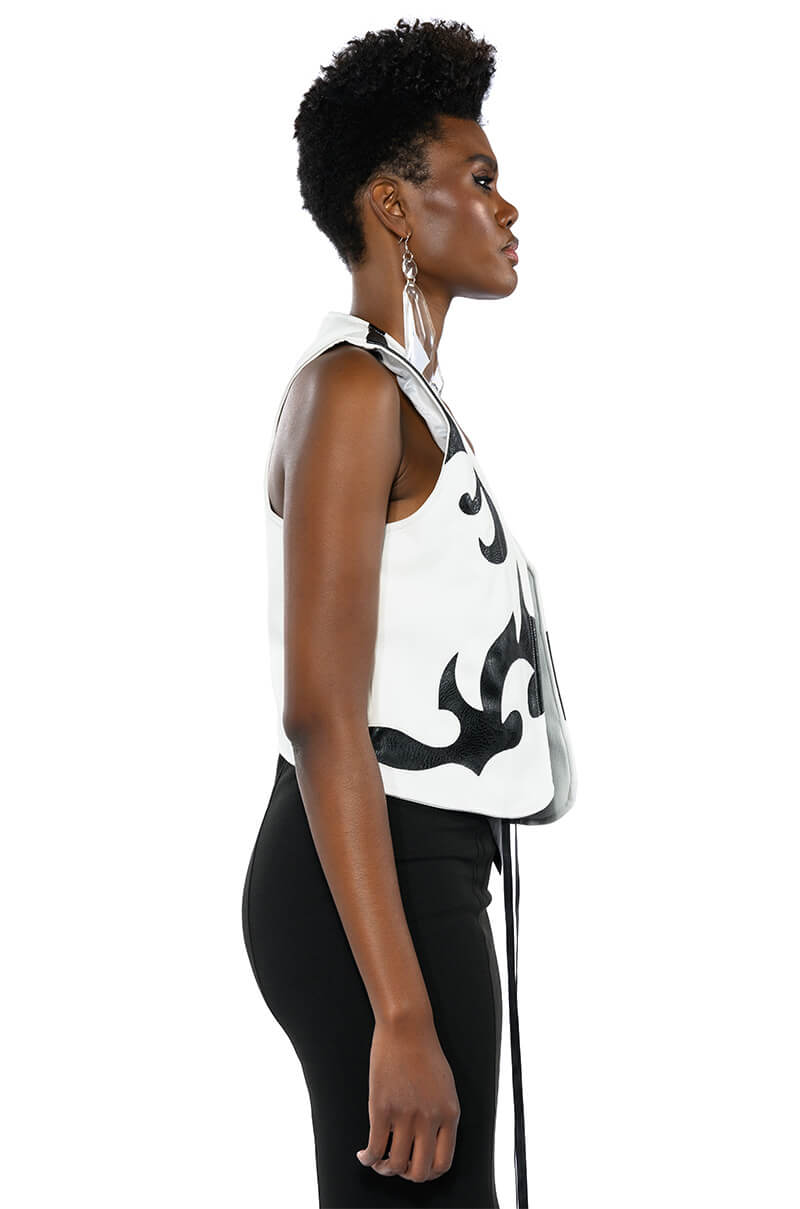 Extra View Heart In The Highlands Western Faux Leather Vest