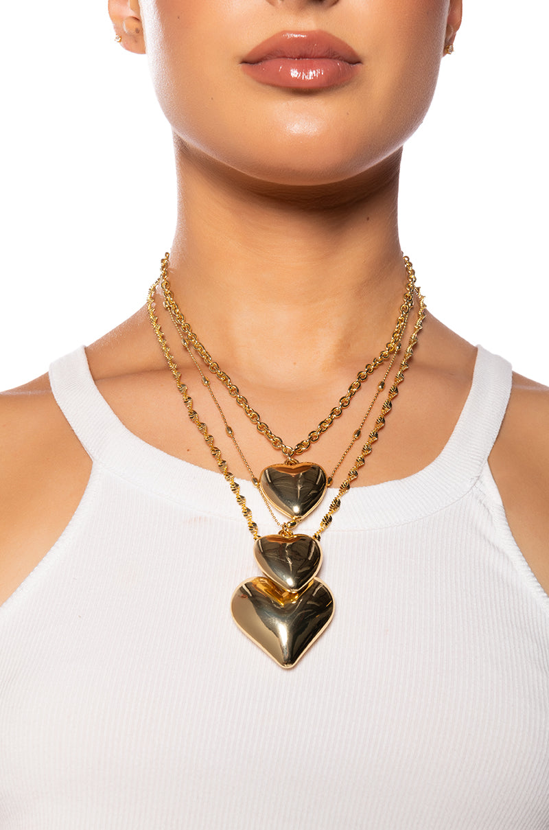 Front View Heart Me Layered Necklace Set