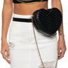 Front View Heart Of Stone Convertible Faux Leather Fanny Pack In Black