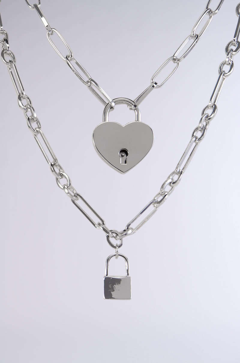 Back View Heart On Lock Necklace Set 2