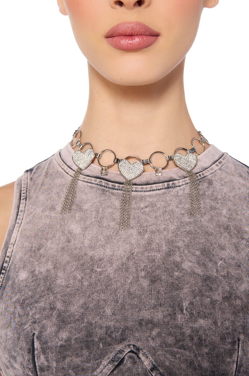 Front View Heart On Lock Necklace