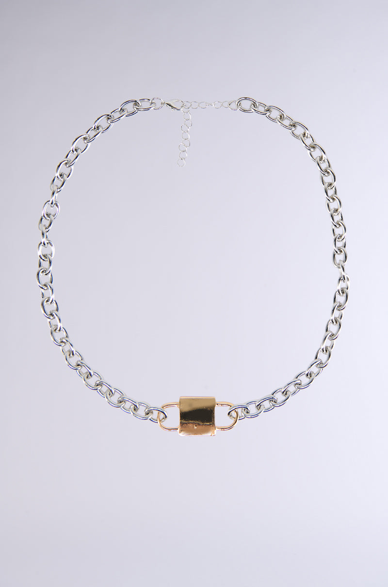 Side View Heart On Lock Necklace
