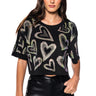 Front View Heart On My Sleeve Embellished Crop Top