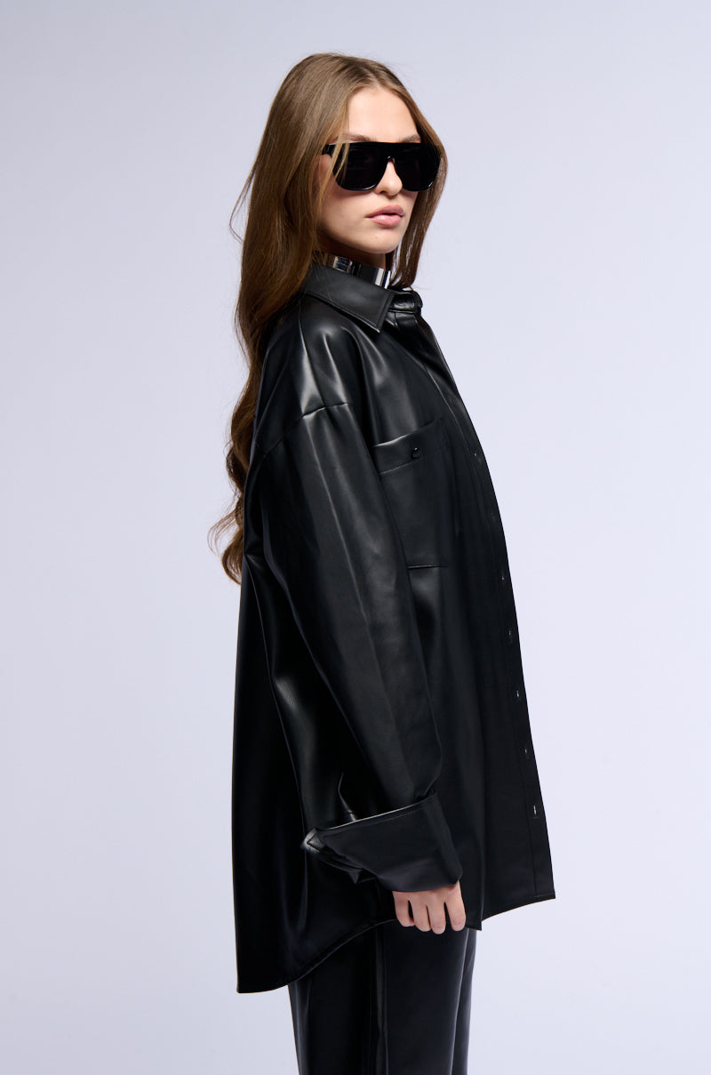 Extra View Heart On My Sleeve Pu Shirt Dress