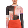 Front View Heat Of The Moment Mesh Print Bodysuit