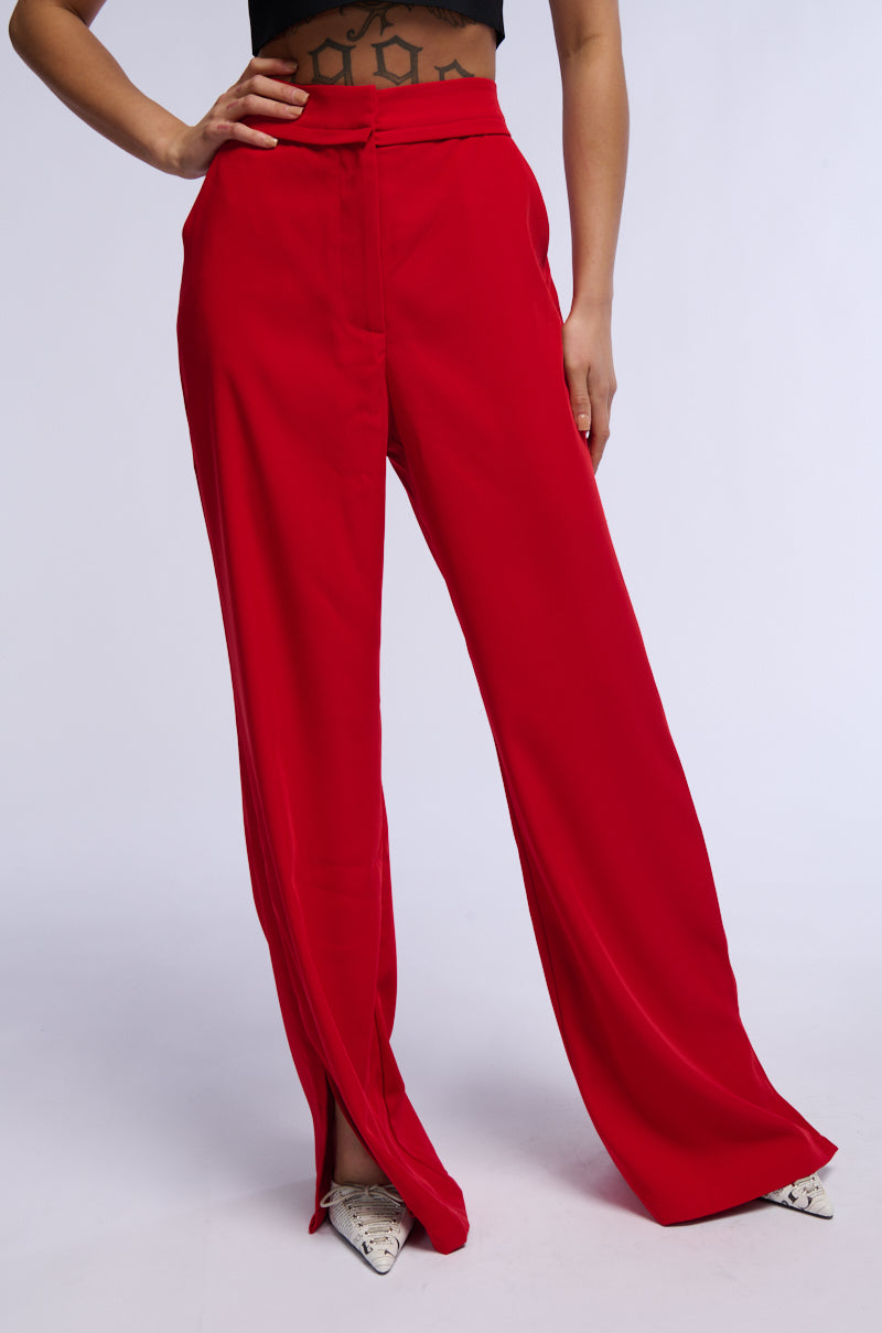 HEATED FLARE LEG SPLIT HEM STRETCH WOVEN TROUSER view 0
