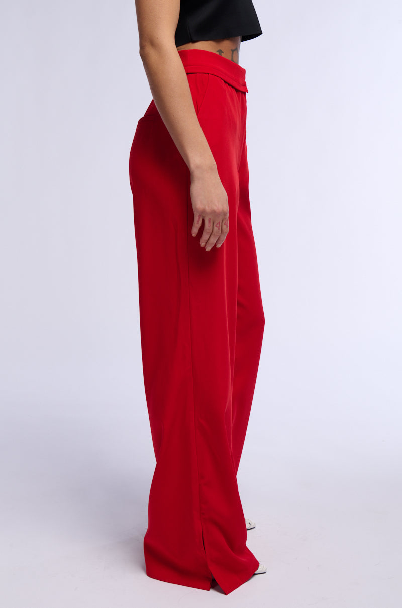 Side View Heated Flare Leg High Rise Woven Trousers