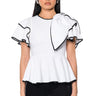 Front View Heaven Sent Short Sleeve Peplum Blouse