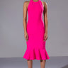 Front View Heiress Sleeveless Peplum Dress In Pink