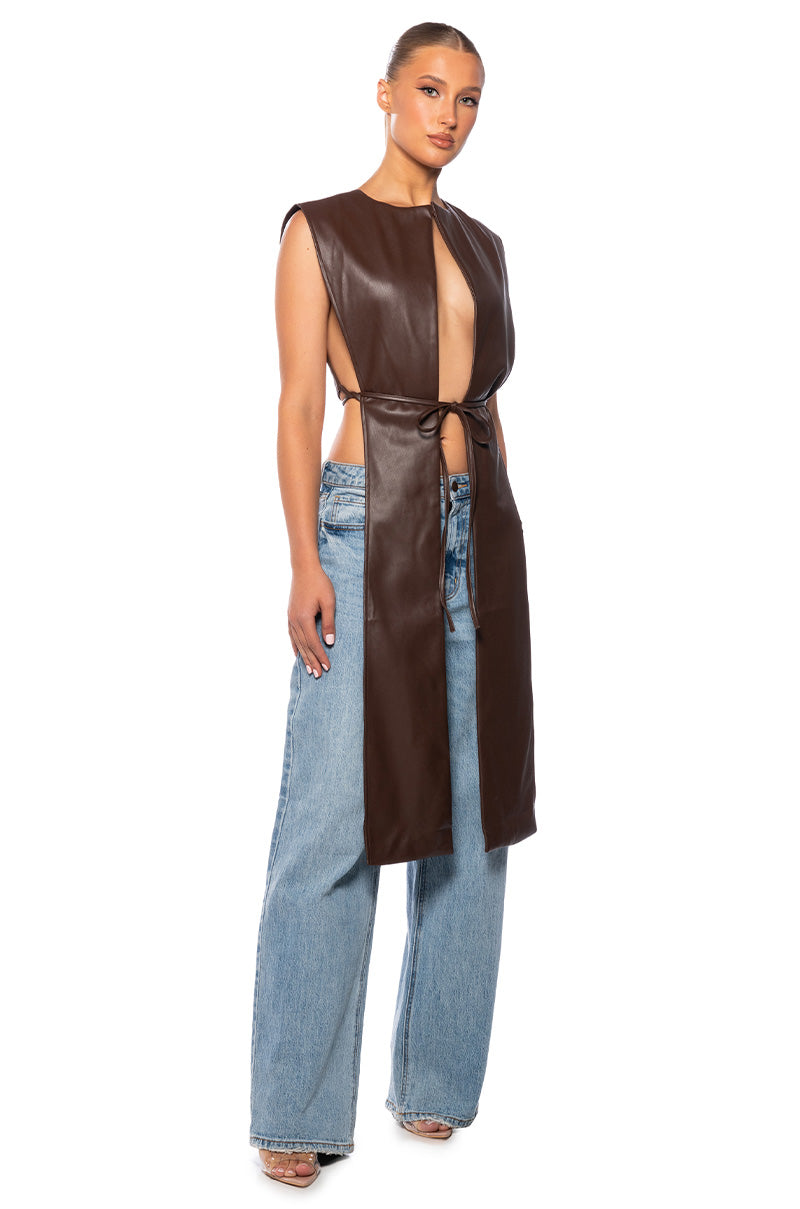 Front View Henny Pu Split Vest