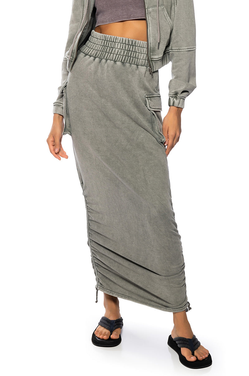 Front View Here Comes The Hurricane Cargo Maxi Skirt