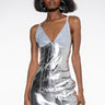 Front View Here For It Metallic Skirt Mini Dress