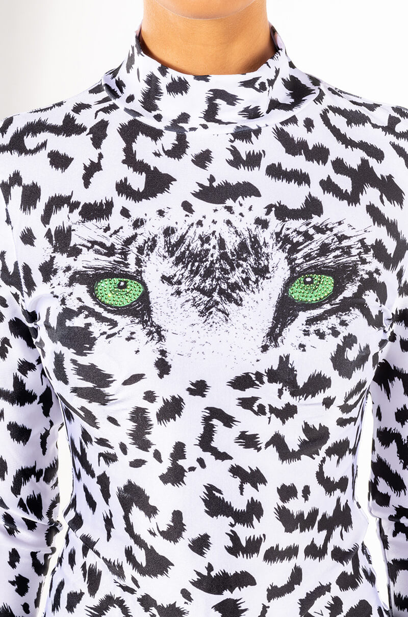 Extra View Here Kitty Kitty Long Sleeve Mock Neck Cheeky Bodysuit