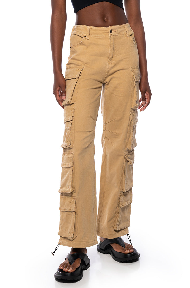 Front View Here To Stay Side Pocket Cargo Pants