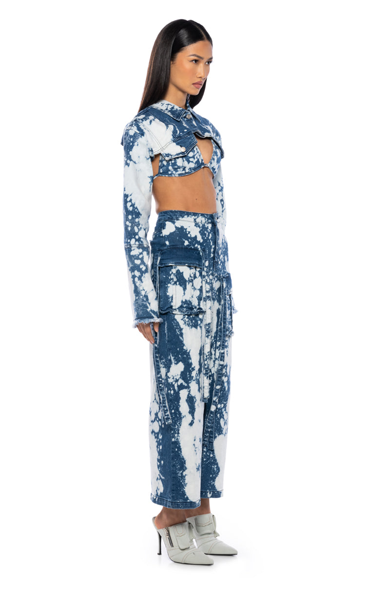Detail View Hey Now Acid Wash Ultra Crop Denim Bolero 3