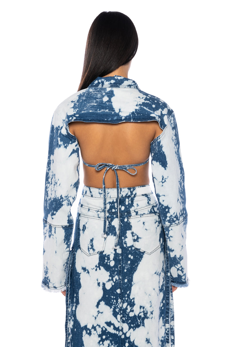 Extra View Hey Now Acid Wash Ultra Crop Denim Bolero 5