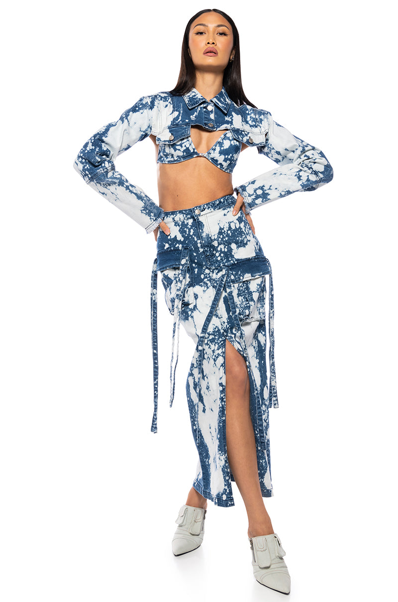 Extra View Hey Now Acid Wash Ultra Crop Denim Bolero 7