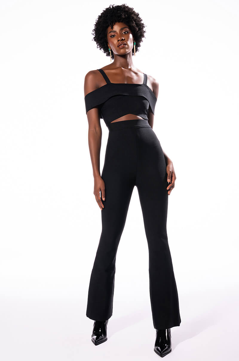 Front View Hey There Bandage Jumpsuit With Cut Out
