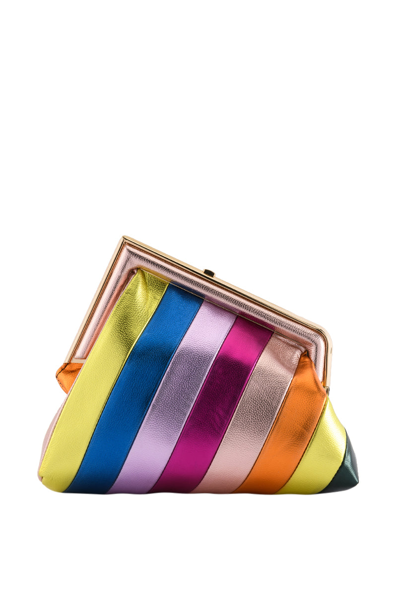 Side View Hidden Hills Metallic Clutch
