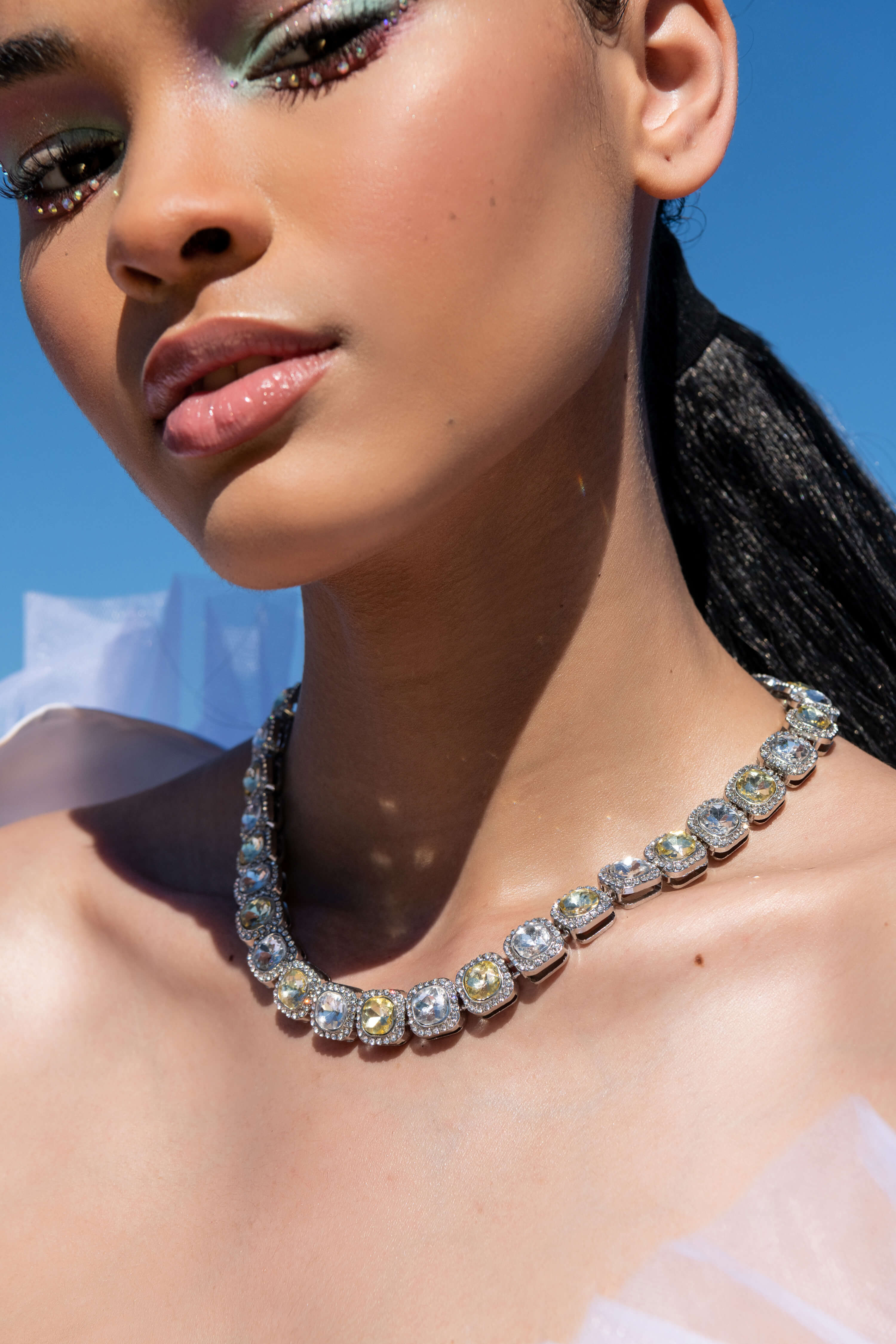Front View High End Tings Rhinestone Necklace