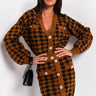 Front View High Maintenance Houndstooth Cardigan in Black Multi