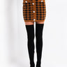 Front View High Maintenance Houndstooth Mini Skirt in Black Multi