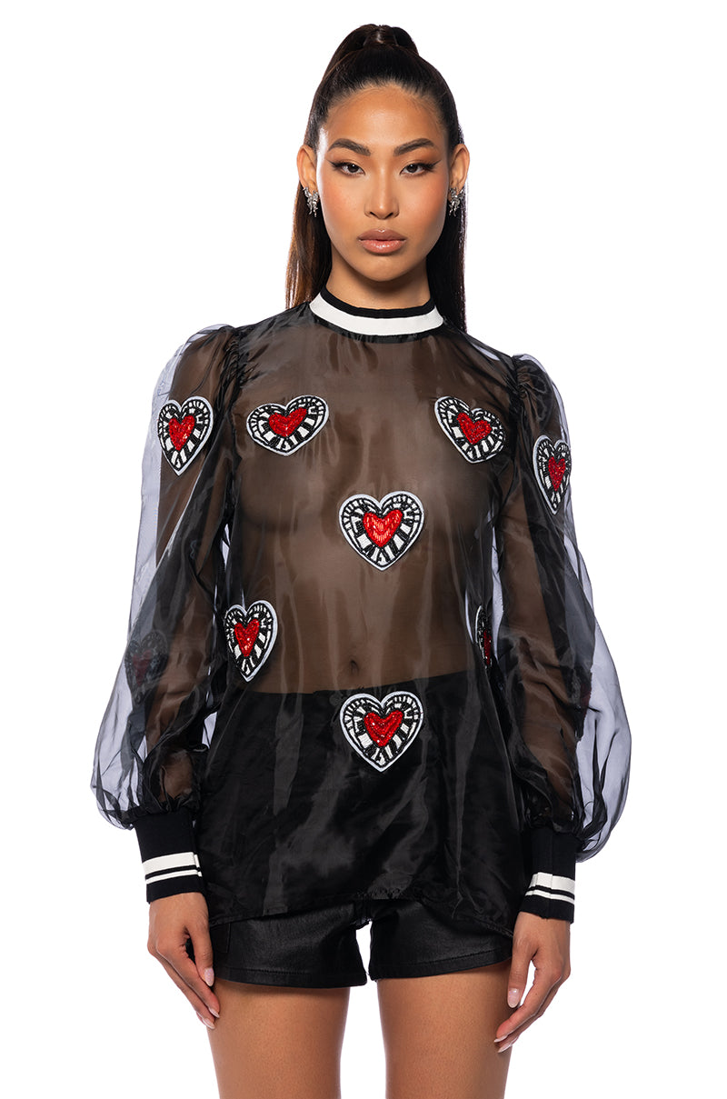Side View Highest Honor Embellished Blouse