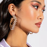 Front View Hip To Be Square Rhinestone Hoops