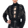 Front View His Loss Safety Pin Detail Cropped Cutout Sweater