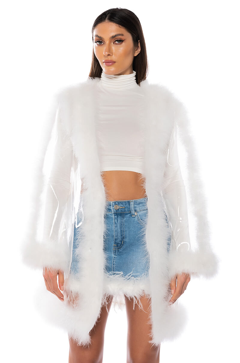 Back View Hit Rewind Pvc Feather Raincoat 2