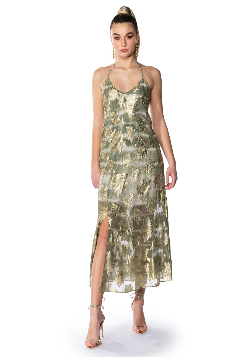 Front View Hit The Sea Halter Maxi Dress