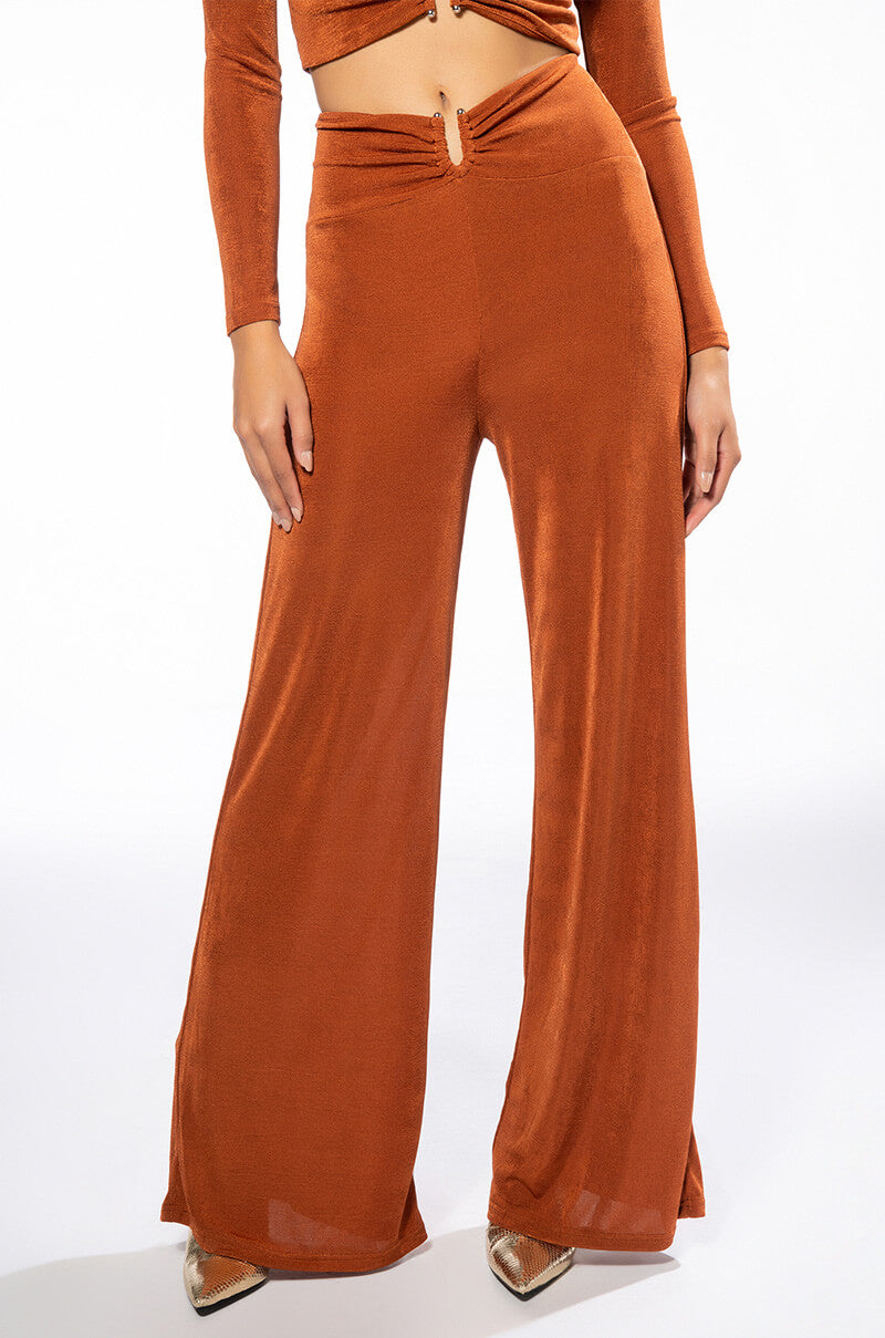Front View Hold Up Slinky Palazzo Pant