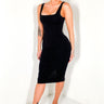 Front View Holdin Me Tight Midi Dress in Black