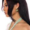 Front View Holiday In The Sun Palm Tree Embellished Earrings